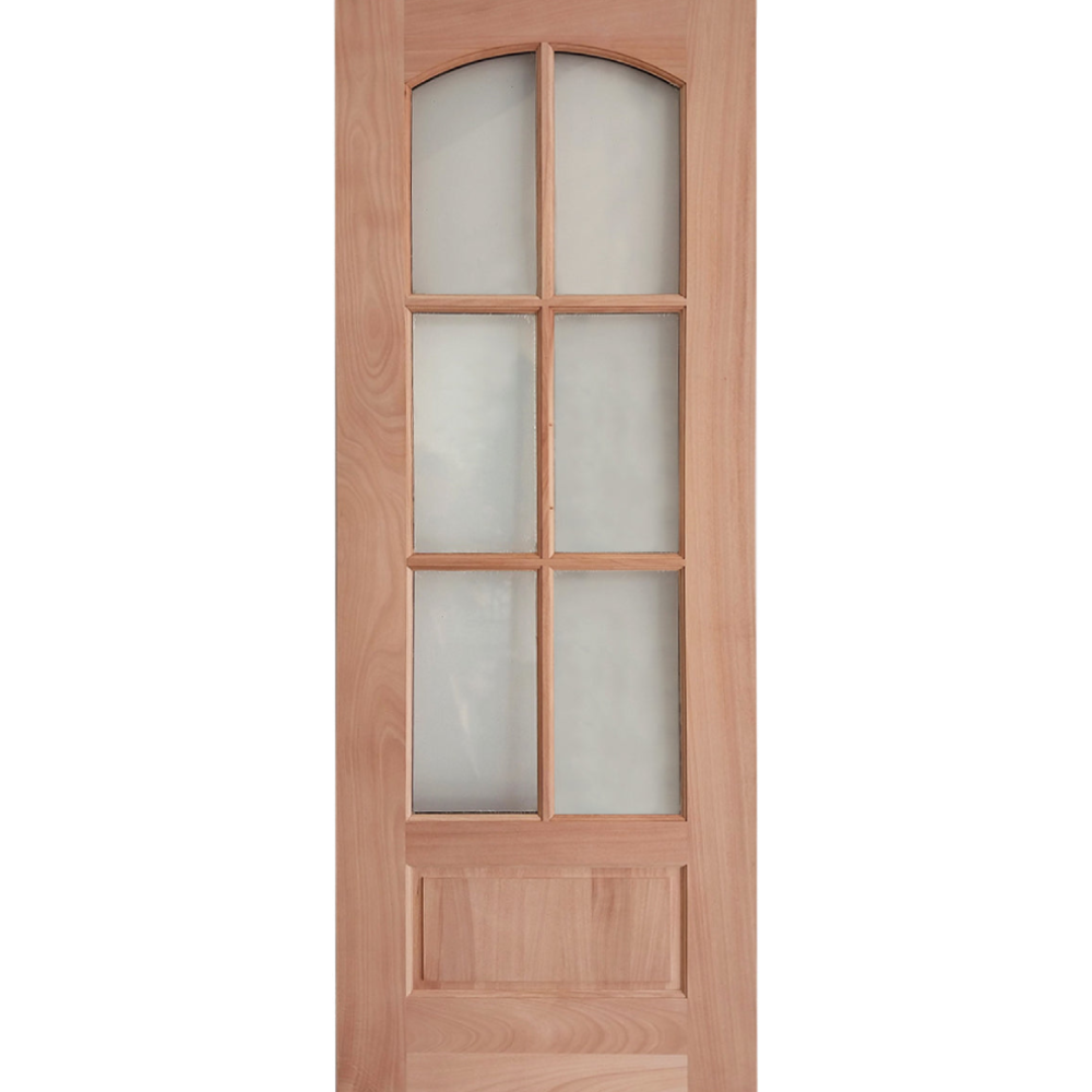 36x96 in. Exterior Mahogany Door Slab | Arched 6 Lite